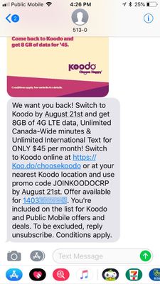 Koodo win-back offer