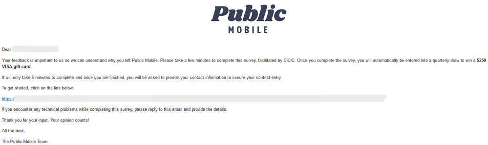 Survey email from PM after porting out number and closing account, Apr 26, 2024