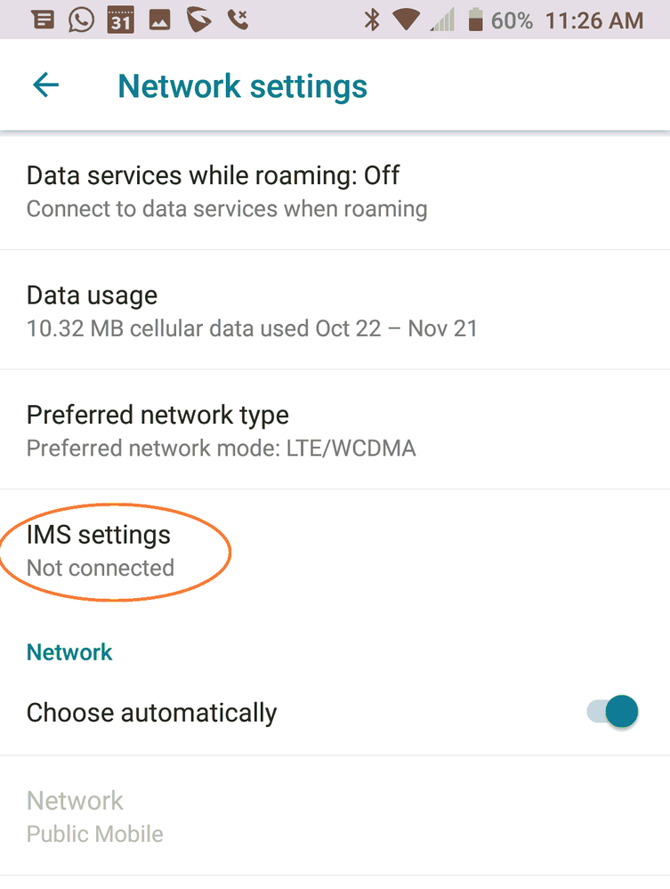 Step 2: Choose "IMS settings"