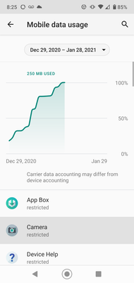 moto g7+ mobile data turned on as needed about 6 times.