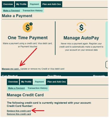 How to change credit card number for payments - Community