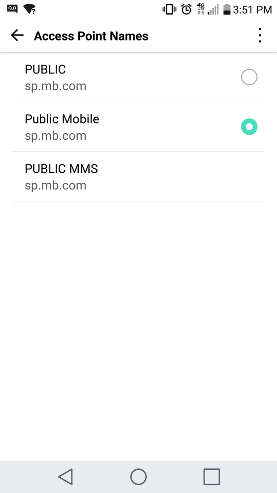 Selecting the Public Mobile APN allows for MMS